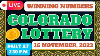 Colorado Evening Lottery Results Draw - 16 Nov 2023 - Pick 3 - Cash 5 -  Lotto+ - Powerball