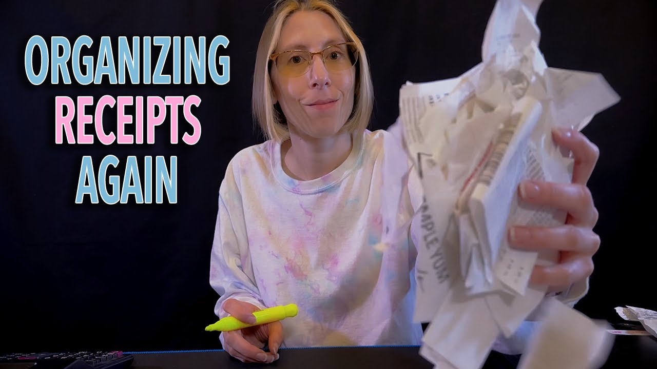 ASMR | Filing Receipts for Taxes - paper sounds, crinkling, writing ...