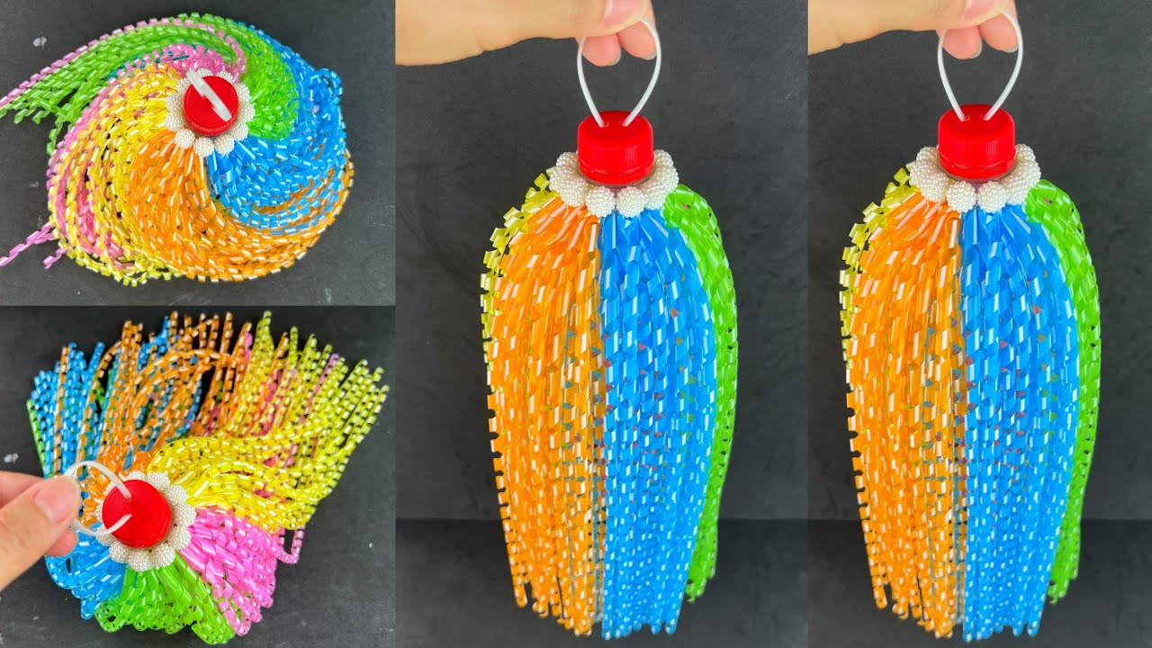 DIY Mobile from Plastic Tube .โมบายจากหลอดพลาสติก