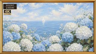 Sailboat & Hydrangeas | Elegant 4K Frame TV Art | Hamptons Summer Aesthetic screenshot 3