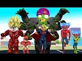 Papa Nick Hulkbuster vs Team Bad Guy Super Man Chucky and Spider Man Huggy - Scary Teacher 3D HERO