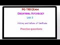 PG TRB Educational Psychology # Unit 3 # History and culture of TamilNadu# Practice questions
