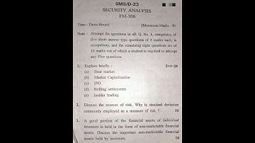 Security Analysis Last Year Question Paper| MBA 3rd sem | kuk 2023