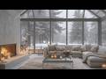 Snowy On Window &amp; Fireplace Crackles in Cozy Living Room Ambience ❄️Gentle Piano for Calm and Relax