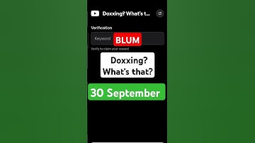 BLUM YouTube Video Codes 30 September | Blum : Doxxing? What