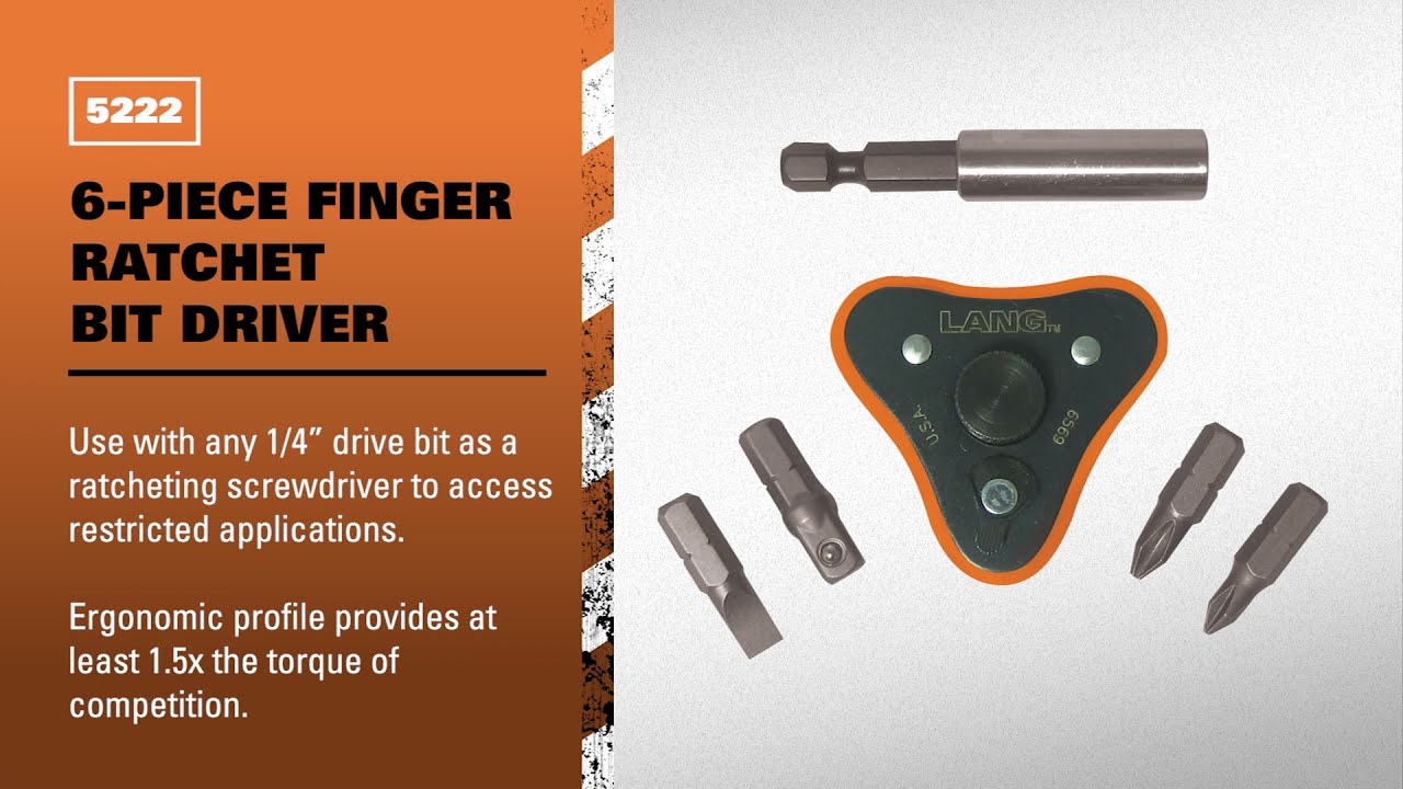 Lang Tools Fingerratschen-Schraubendreher – 6-teilig, Für Enge Räume, Magnetisch, Made In USA