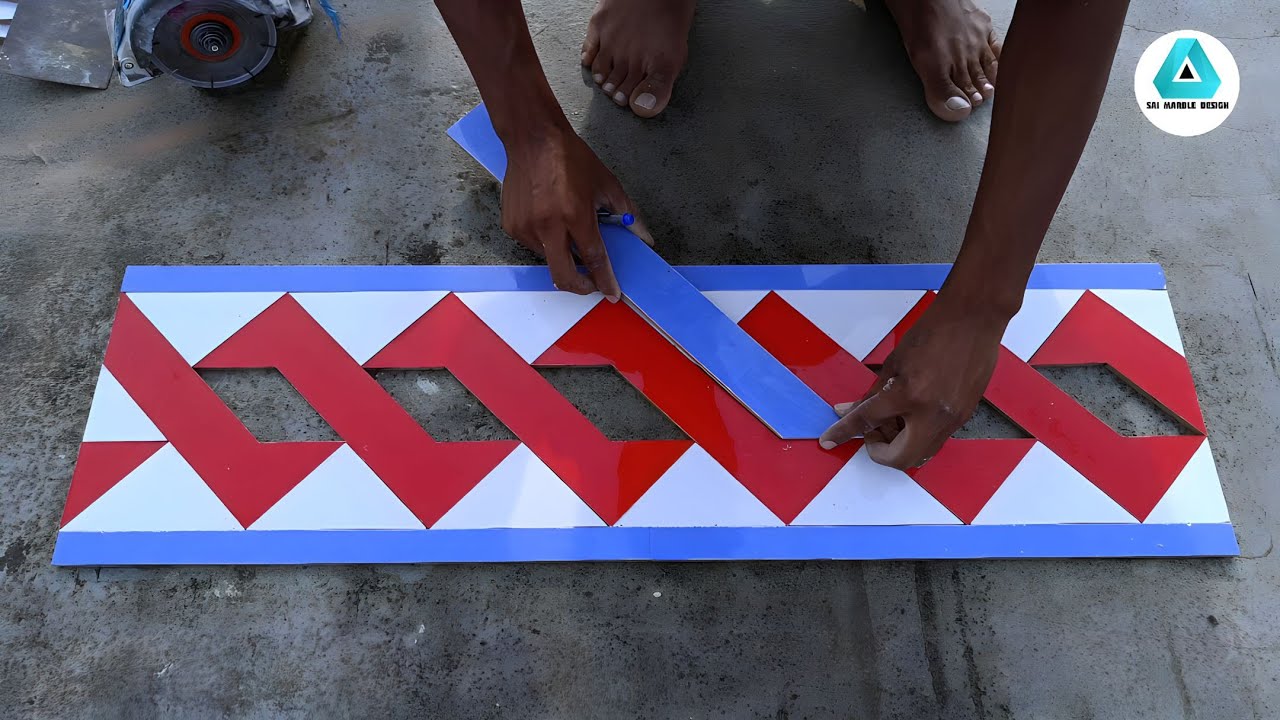 How To Make Beautiful 3d Tiles Door Mat Strip Border Design || A To Z Full Details