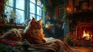 Warm Whiskers and Notes: Cozy Cat, Fireplace, and Relaxing Piano