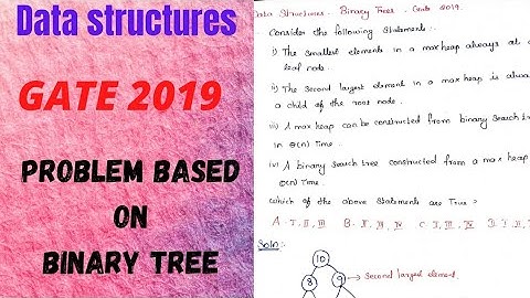 gate 2019|data structures|binary tree|smallest element in a max heap always at a leaf node|important