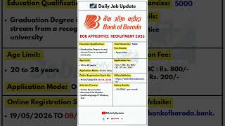 BOB Apprentice Recruitment 2026 | New Vacancy 2026 | Daily Job Update #shorts