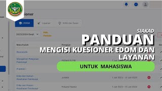 PANDUAN MENGISI KUESIONER EDOM DAN LAYANAN DI SIAKAD OLEH MAHASISWA