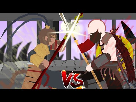 Kratos VS Wukong (GoW Ragnarok V. X Black Myth Wukong) StickNodesAnimation ft @YzzyTime @Mr.Vanims