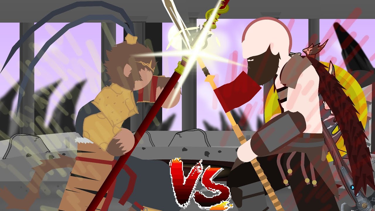 Kratos VS Wukong (GoW Ragnarok V. X Black Myth Wukong) StickNodesAnimation ft 
