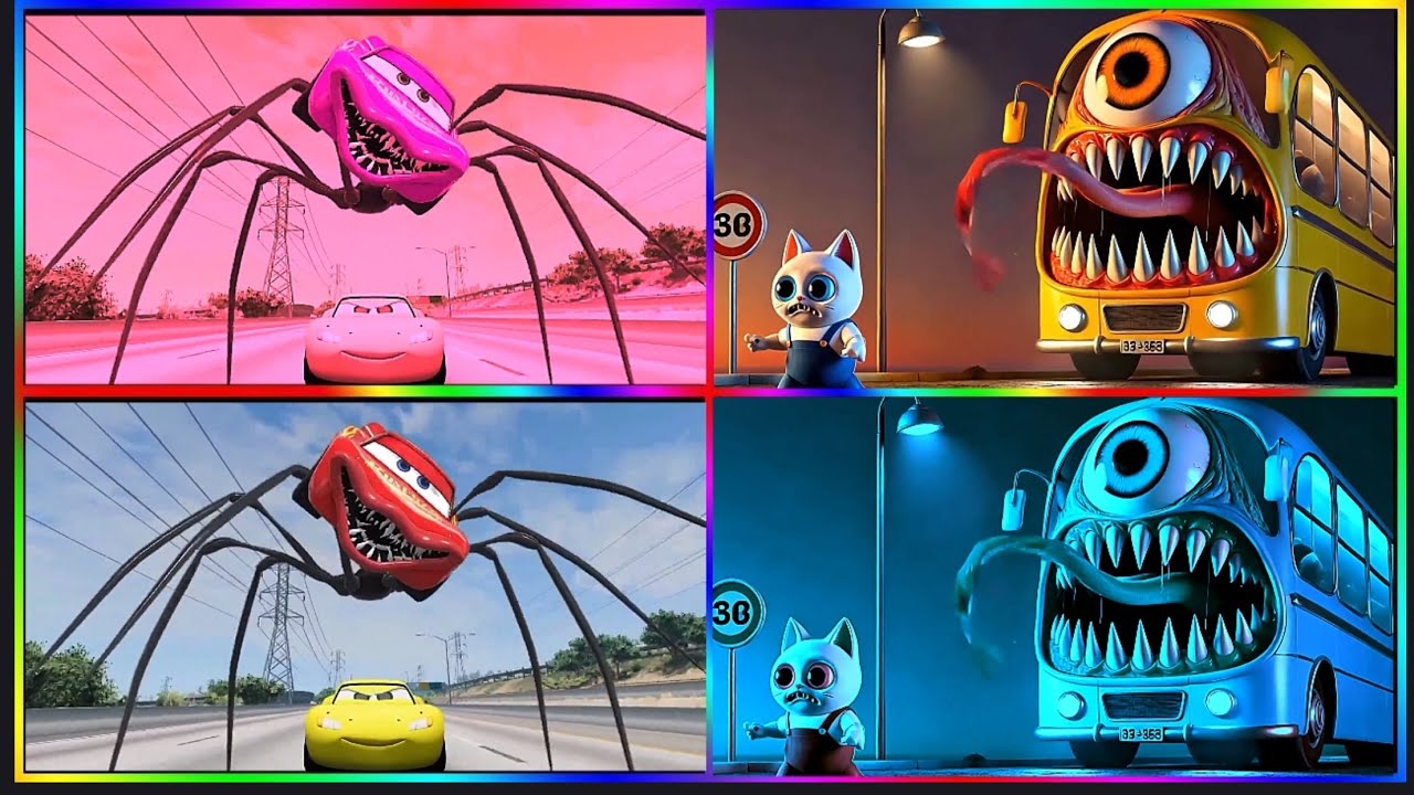 McQueen Head Eater 🆚 School Buss Monster 😱 Who Will Win 🔥 Music