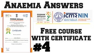 Free course & certificate by gov.Poshan abhiyan anameia quiz answer,  quiz answer, ICMR-NIN, health