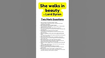 Thumbnail of She walks in beauty- Lord Byron |Two Mark questions for Exam success #trending@ARsummaryguidance