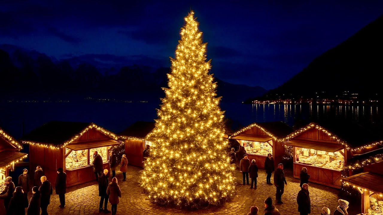 🇨🇭🎄✨Magical Time: Night Walk Through A Swiss Christmas Market | 4K Cinematic Journey in Vevey