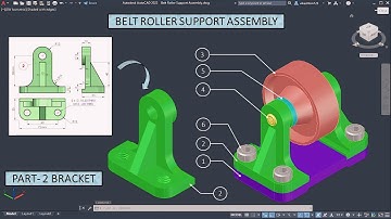 Belt Roller Support Assembly in AutoCAD Part -2 (Bracket)