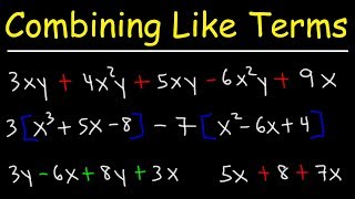 Combining Like Terms Using The Distributive Property  Algebra