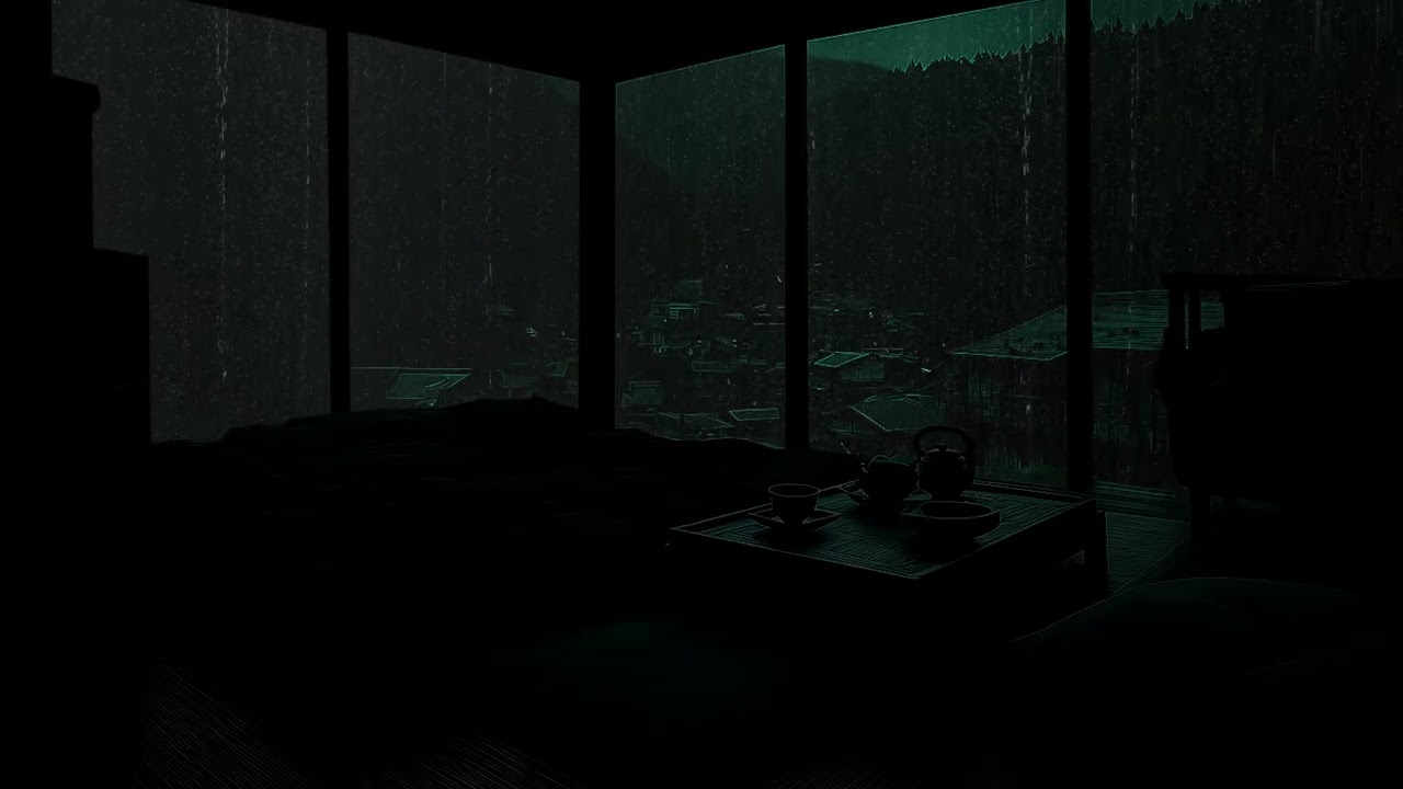 Mountain Rainfall Outside a Cozy Cabin Window 🌧 (No Ads) | Calm Night Ambience for Restful Sleep