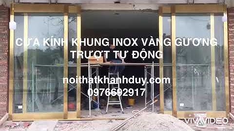 Thi công lắp đặt Cửa inox vàng gương trượt tự động motor nhập khẩu tại Hà Nội, Vĩnh Phúc, Bắc Ninh!