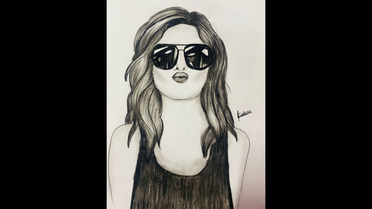 How to draw a girl with sunglasses/pencil sketch tutorial. YouTube