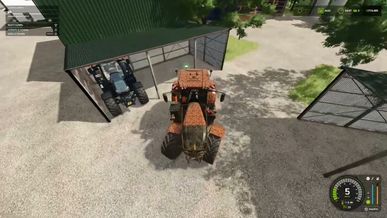 Last of straw swath picked up and steady drive to farm on Elmcreek map