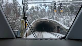 Pendeltåg Bålsta  Stockholm City. Vinter