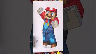 Drawing Super Mario 💖 in the Minecraft style 🎨 #mario #minecraft #fanart #games #drawing #art