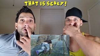 People are terrified to cross glass bridge in china - Funny Compilations [REACTION]