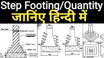 How to Calculate the Quantity of Concrete of Step Footing in Hindi | Volume of Step Footing