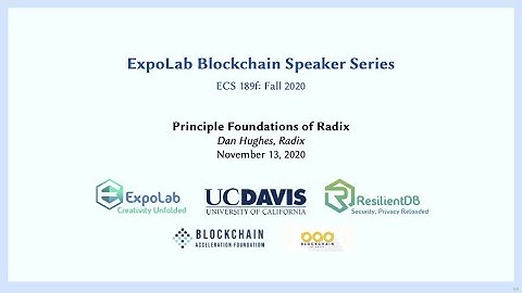 ExpoLab Blockchain Speaker Series: Principle Foundations of Radix