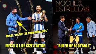 Watch Lionel Messi's Reaction to his Life Size Statue Presented By CONMEBOL to Honour Him | #messi