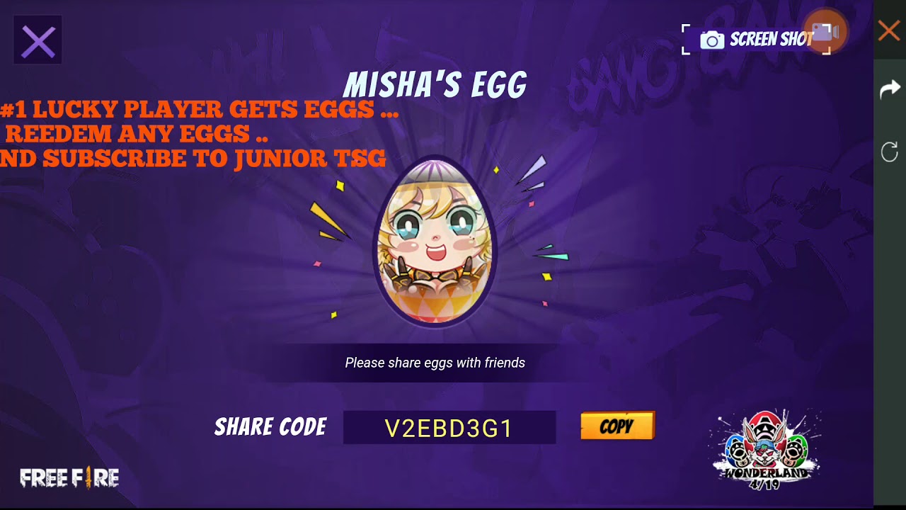 Free fire wonderland egg giveaway
