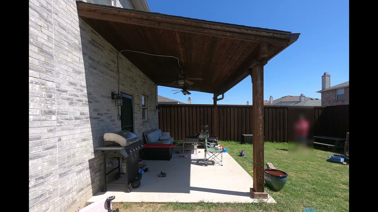 Western Red Cedar Shed Roof Pergola and Concrete Patio