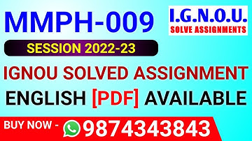 MMPH-009 Solved Assignment 2022-23 in English, MMPH 9 Solved Assignment 2023, MMPH 9 Assignment