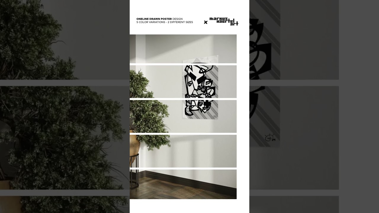 KUSH KUSH | One line modern abstract fine art poster black and white