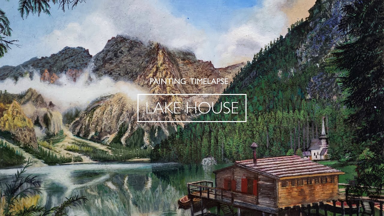 (Acrylic) Painting Timelapse - Episode 03 - Lake House