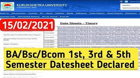 BA/Bsc/Bcom 1st, 3rd & 5th Semester Datesheet Declared |  kuk news | kuk university exam | By Ak