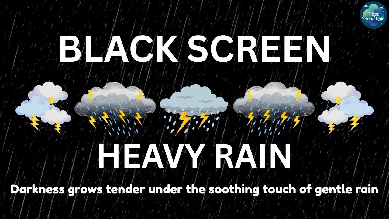 Heavy Night Rain and Thunder Sounds | BLACK SCREEN | Sleep in Peace Tonight