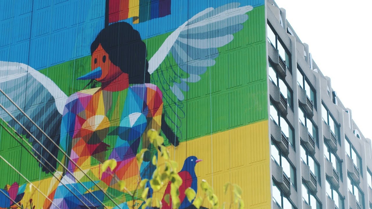 Go up the side of Toronto’s vibrant new 23-storey mural