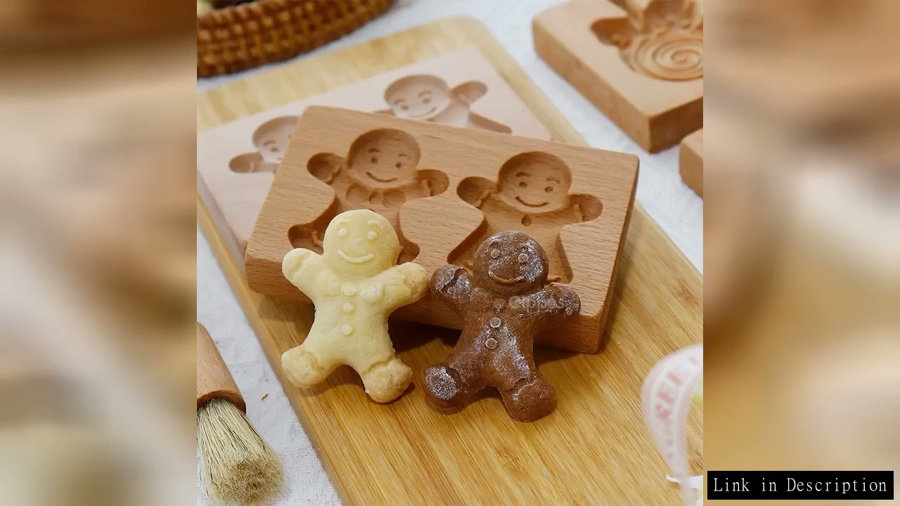 Wooden Cookie Molds for Christmas, DIY 3D Engraved Embossed Biscuit Cutter Moulds, Xmas Tree Snowfla