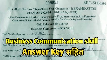 Business Communication Skill |B.A B.Sc 1st Year 1st Semester Exam 2024 |BA 1st Year Paper Answer Key