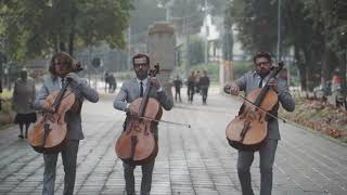 "Come Together" Melo-M walking cello trio