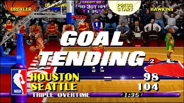 NBA Hangtime Arcade (MAME): Houston Rockets Vs. Seattle Sonics (Olajuwon Monster Statline!!!)