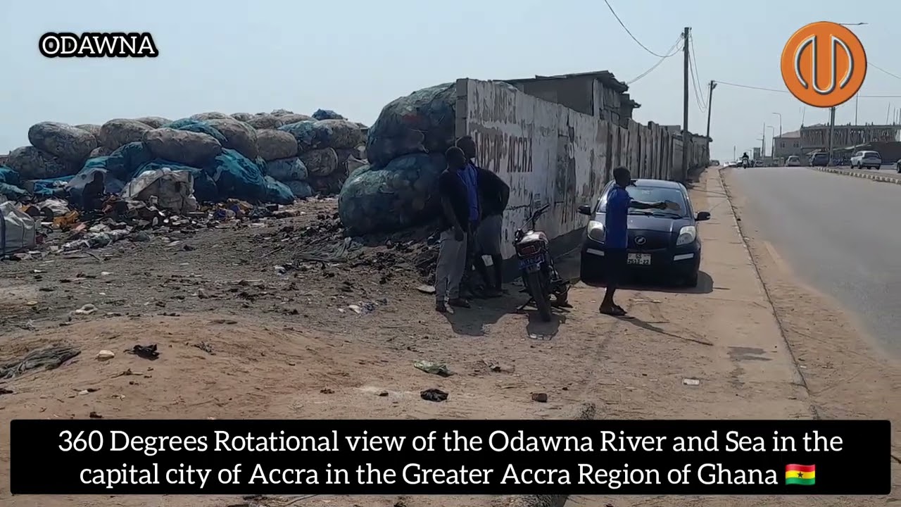 360 Degrees Rotational view of the Odawna River and Sea in the capital city of Accra, Ghana 🇬🇭 