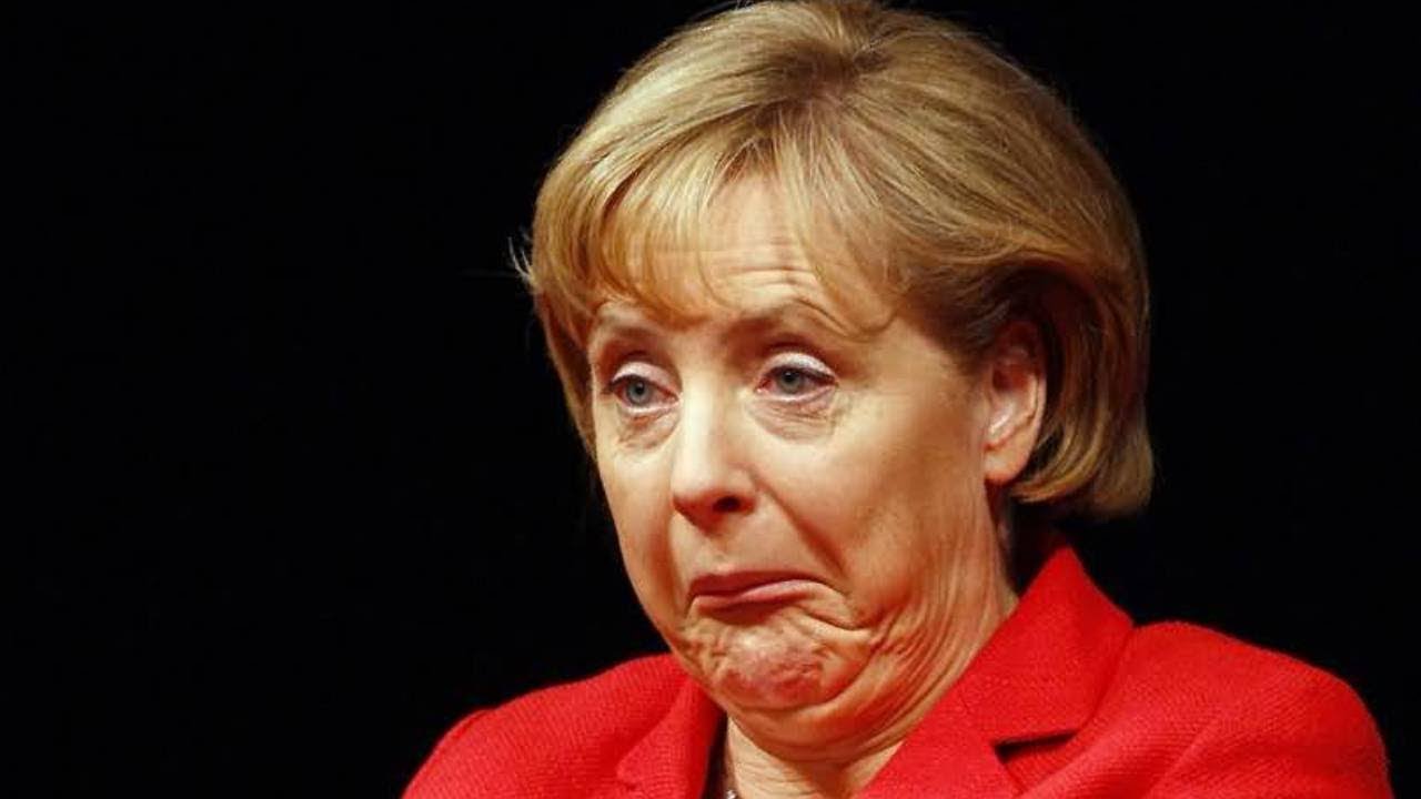 Angela Merkel laughing and sad. Chancellor of Germany. YouTube