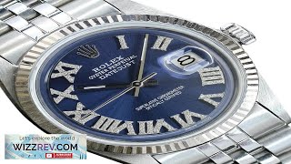 Rolex Datejust Mens Stainless Steel Watch Blue Diamond Roman Dial 0.50ctw 36mm screenshot 4