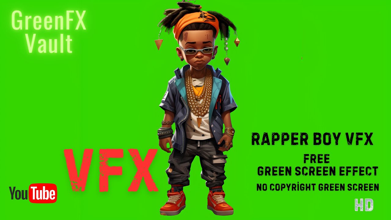 🧢 Rapper Boy Character – Free Green Screen Animation VFX (HD)
