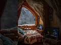 Snowfall and firelight aTranquil evening in a winter wonderland cabin please complete to500 subscrib